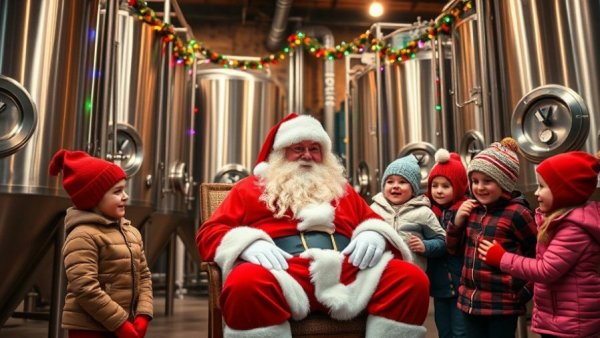 Santa at New Jersey brewery holiday event with children