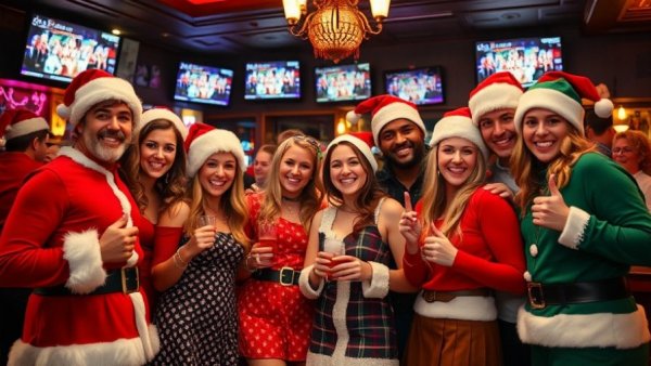 Festive group at Haddon Township holiday event in colorful costumes.