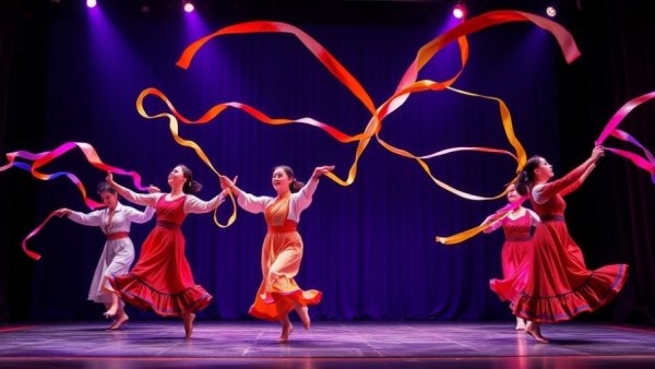 Dynamic dancers with ribbons performing on stage at New Jersey events