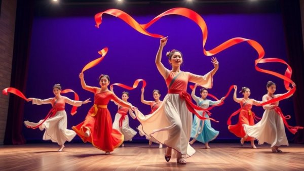 Lunar New Year firecrackers NJ celebration dancers performing ribbon dance.
