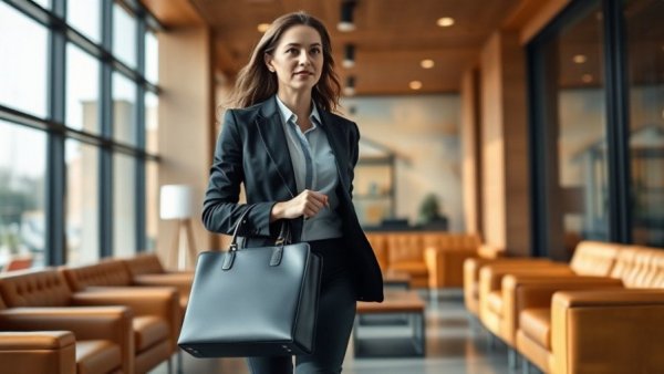 Confident businesswoman in modern office, Best Movies of 2025 theme.