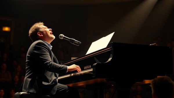 Billy Joel tribute concert flyer featuring a pianist on stage.