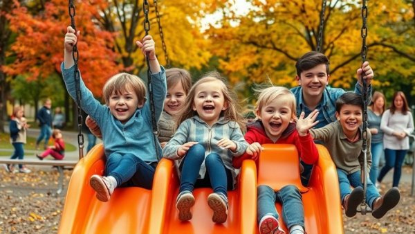 Children enjoying South Jersey family fun in an autumn park.