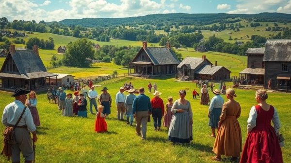 Colonial reenactment in NJ's historic fields, ideal for day trips.