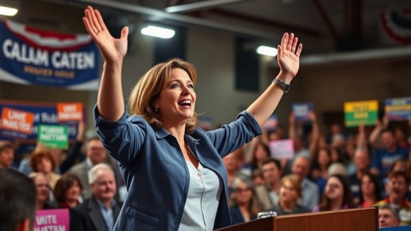 Energetic speaker at a vibrant political rally, NJ budget crisis 2026