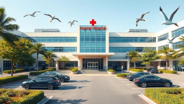 Monmouth Medical Center relocation scene with vibrant hospital entrance.