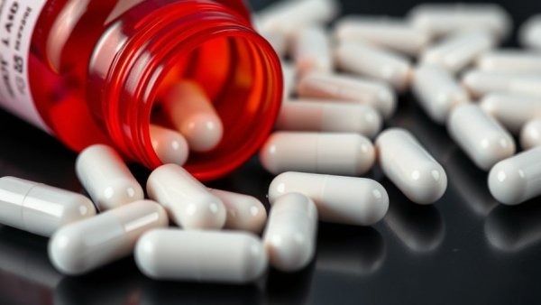 Pharmaceutical capsules spilling from bottle, New Jersey life sciences and AI.