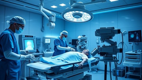 Ion robotic bronchoscopy in a modern operating room with medical team.