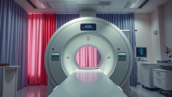 AI-powered portable MRI technology in well-lit medical room.