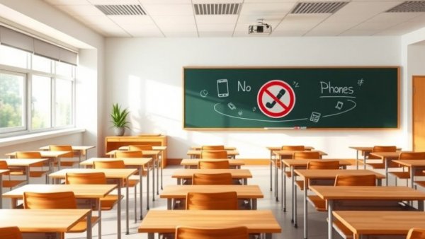 New Jersey school cell phone ban classroom sign
