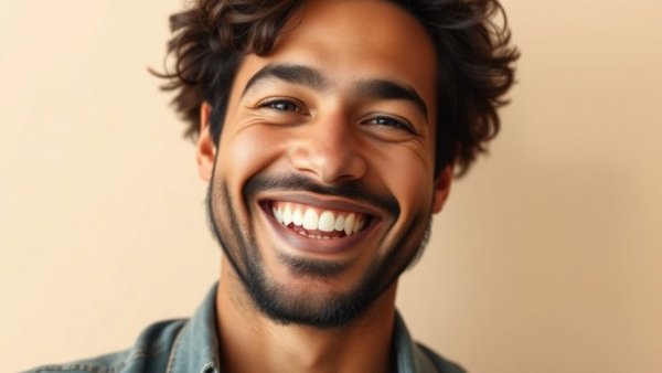 Cheerful man smiling warmly, Nish Kumar angry humour context.