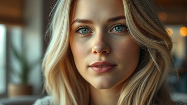 Blonde woman indoors with soft lighting, Kelli Baker concert New Jersey.