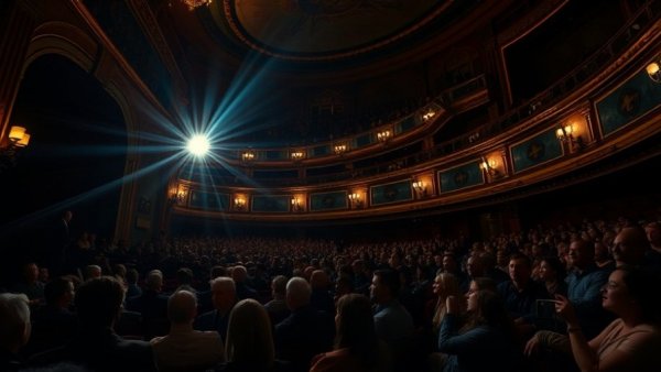 New Jersey theatre previews audience in dimly lit theater.