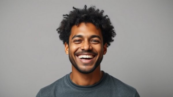 Nish Kumar smiling with humour; simple background.