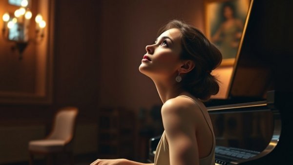 Portrait of a woman at a piano, New Jersey arts events inspiration.