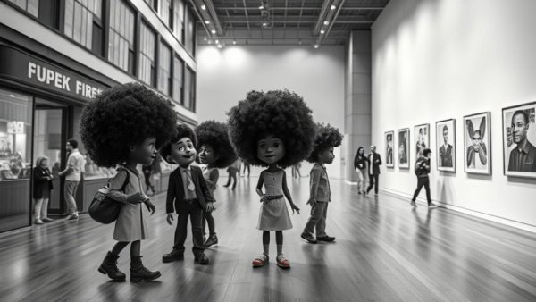 Jake Troyli Fine Line exhibition mural featuring surreal street scene.