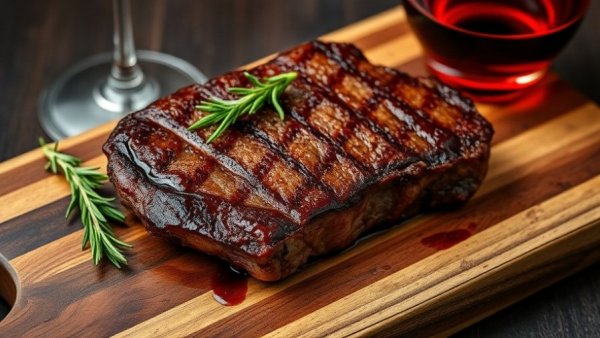 Juicy steak with red wine on rustic board, Jersey City dining news.