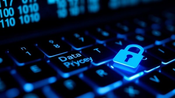 Digital data privacy lock on keyboard, Albany data breach theme.