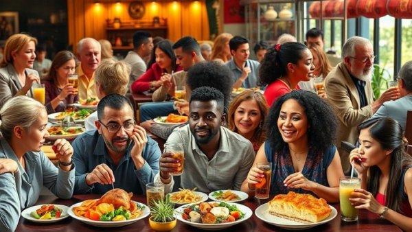Collage of people enjoying food in New Jersey restaurants.