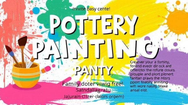 Family Pottery Painting Party flyer for New Jersey event.