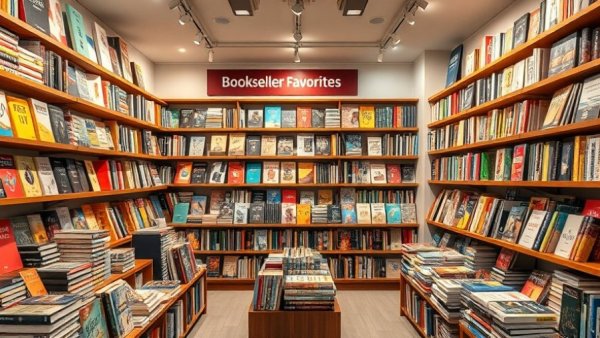 Modern bookstore display showcasing bookseller favorites in New Jersey.