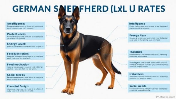 German Shepherd Lab mix core traits infographic for adoption guide.