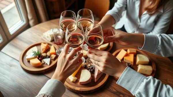 Group toasting at a New Jersey wine event with cheese pairing.