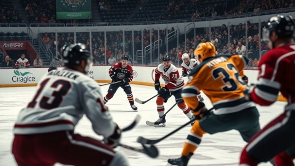 Intense Devils vs Penguins matchup on ice hockey rink.