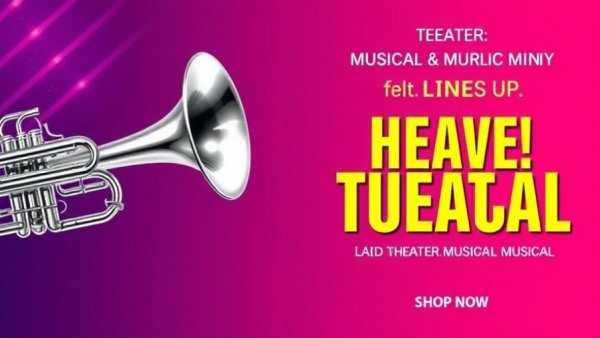 New Jersey theater musical poster with silver trumpet design and vibrant colors.
