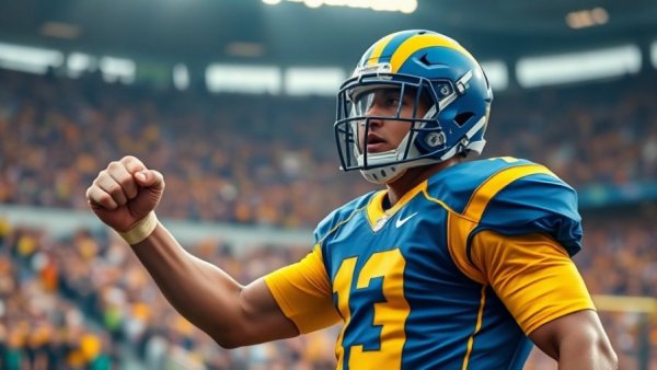 NFL All-Pro Team player celebrating on the field with a fist pump.