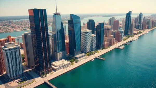 Harborside 8 in Jersey City with skyscrapers and waterfront.