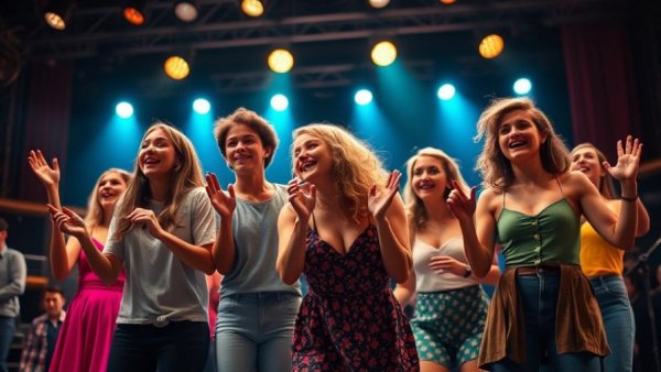 Young performers on stage at a New Jersey theater summer camp.