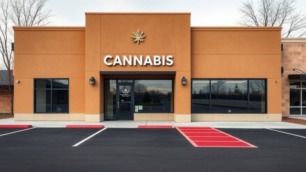 Jersey City cannabis dispensary lawsuit: modern brown dispensary exterior.