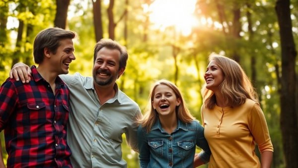 New Jersey family enjoying outdoors in a sunny forest