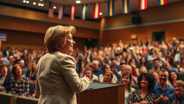 Mikie Sherrill inaugural address in a vibrant political setting.