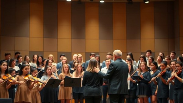 New Jersey Youth Chorus winter concert performance on stage with conductor.