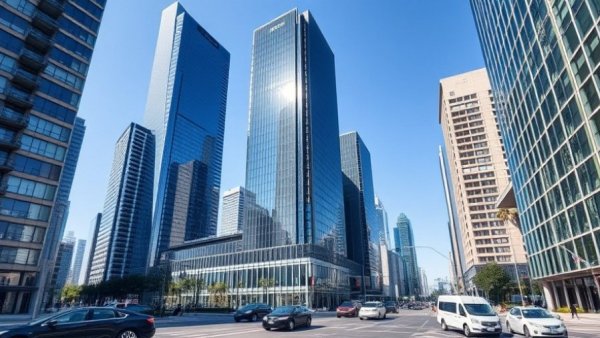 Jersey City Luxury Living depicted with modern skyscrapers.