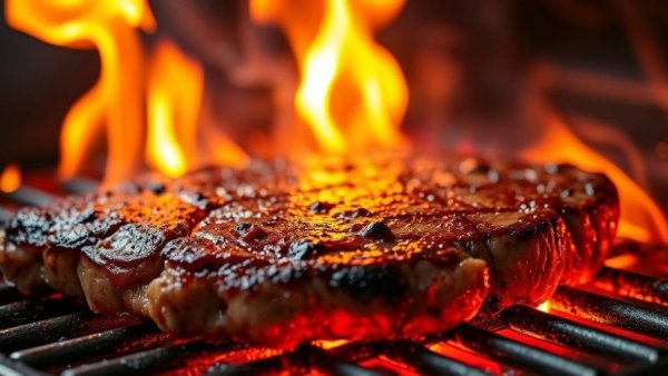 Juicy steak grilling with roaring flames symbolizing Hudson Valley restaurant closures.