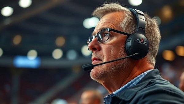 Washington Commanders defensive coordinator observing during a game.