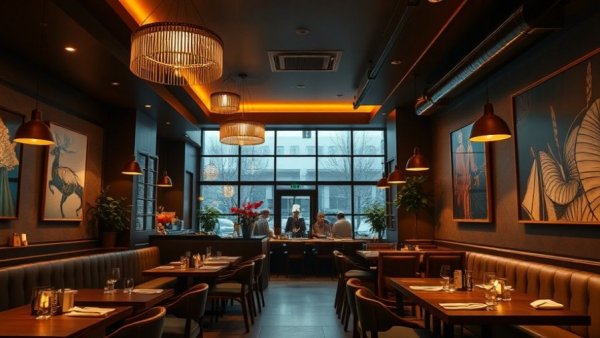 Cozy modern restaurant interior with stylish decor in New Jersey.