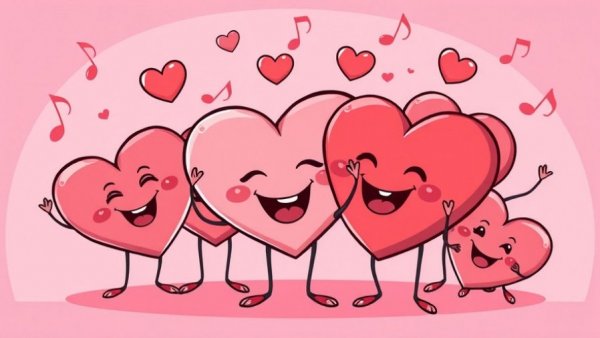 Bell Works Valentine's Day Market pop-up cartoon hearts poster