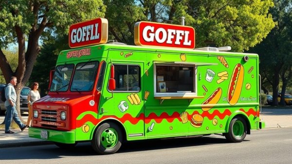 Vibrant Goffle Grill food truck for launch event