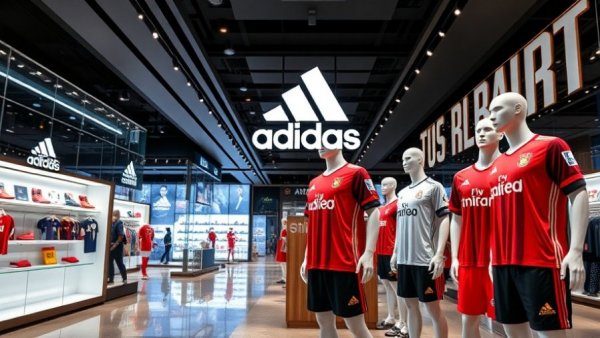 Adidas store featuring FIFA World Cup 2026 apparel displays.