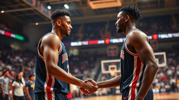 Giannis Antetokounmpo in post-game handshake, trade news context.