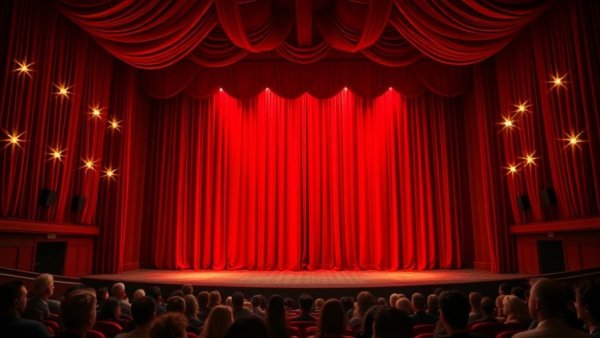 New Jersey Stage with red curtains and dramatic lighting.