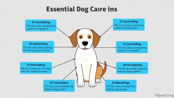 Minimalist dog care infographic emphasizing essentials.