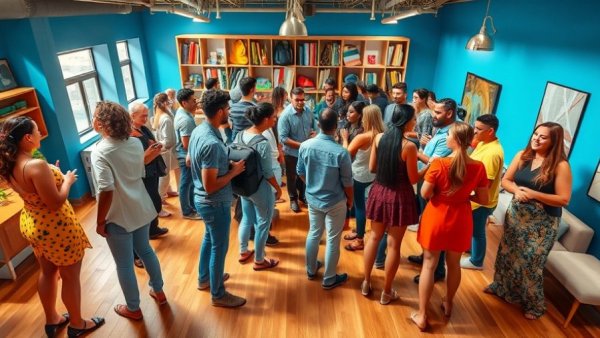 Vibrant artwork of diverse individuals at Spirit of '76 exhibition.