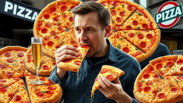 NJ pizza spots collage with man tasting slice.