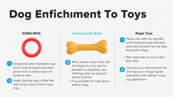 Infographic on dog enrichment toys including Kong Ring and Goodie Bone.
