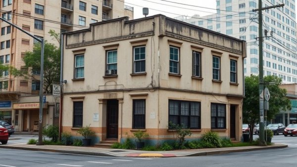 Older urban building in Newark, potential mixed-use development site.